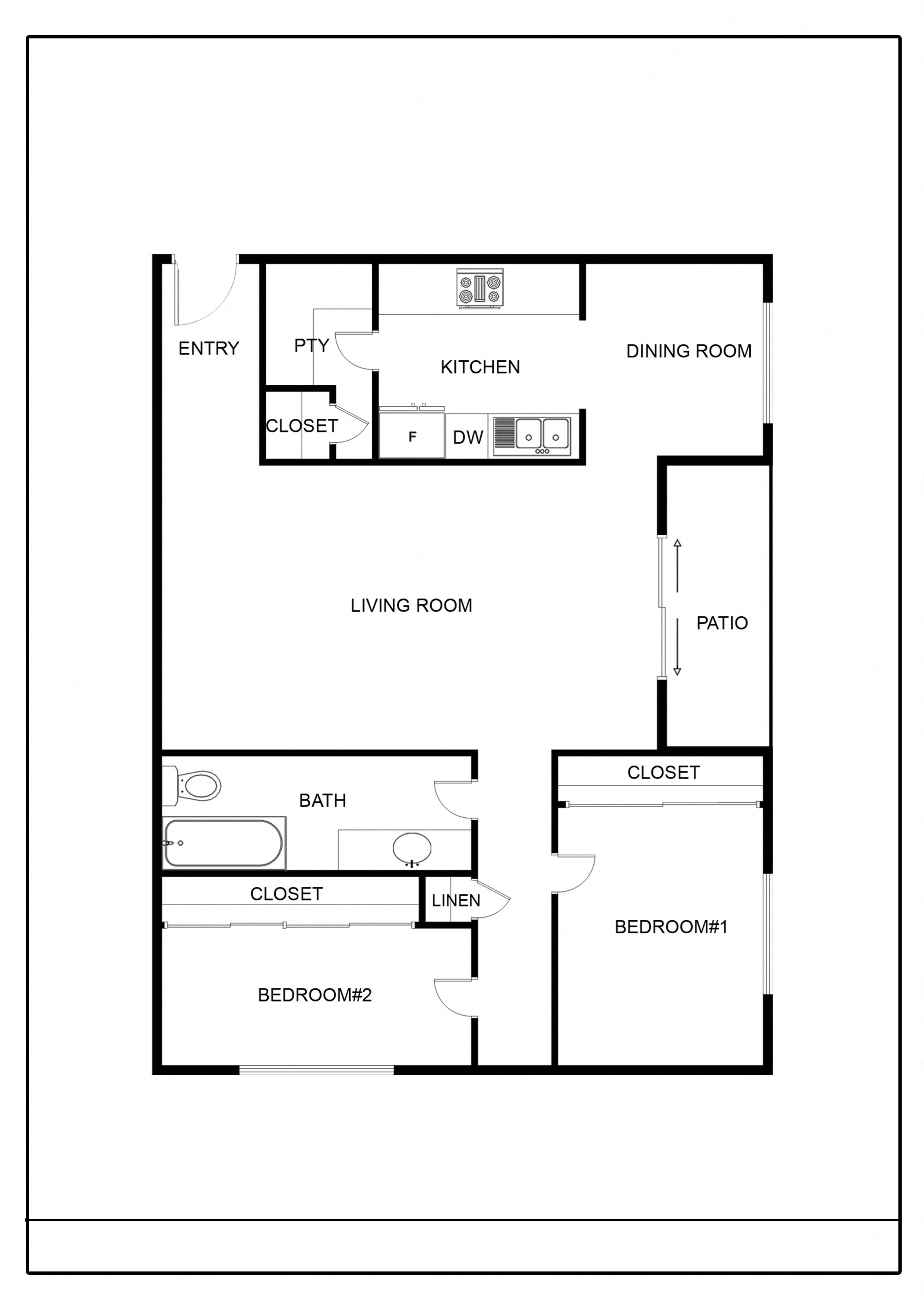 2 Bed _ 1 Bath – 950 sq 2 Bed _ 1 Bath – 950 sq